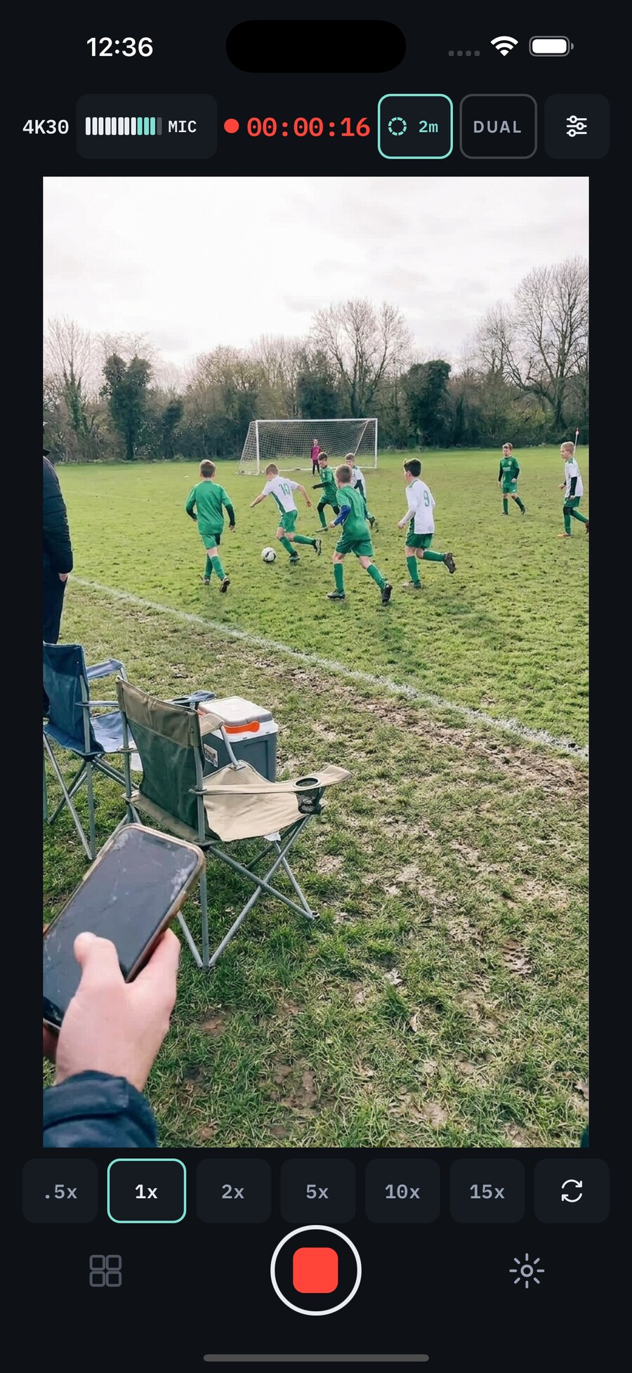 プリ記録をオンにしてサッカーの試合を録画中のDoubleback